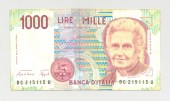 bankovka italie 1000 lir 1990 líc